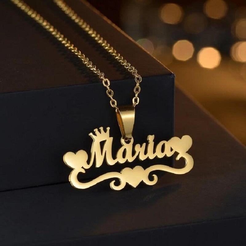 Multiple Styles Custom Name Necklace Custom Jewelry Stainless Steel Personalized Pendant For Women Men Collars Thick Chain Gifts