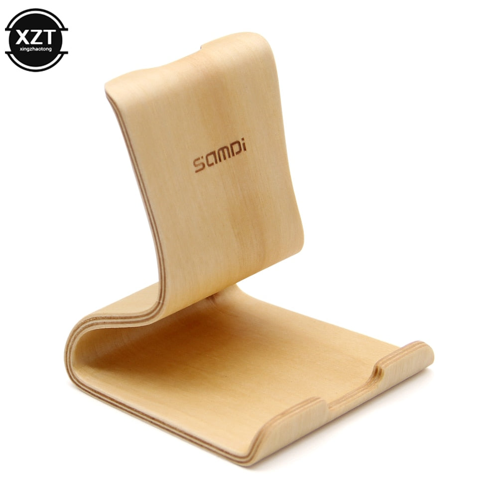 Universal Lazy Holder Wooden Walnut Birch Mobile Phone Stand Holder Tablets Keeper for iOS Android Smart Phone (Walnut)