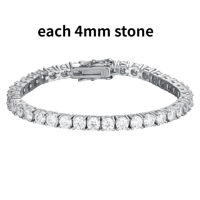 2-6.5mm Real Moissanite Tennis Bracelet for Women Gift Platinum Plated 100% 925 Sterling Silver Wedding Jewelry