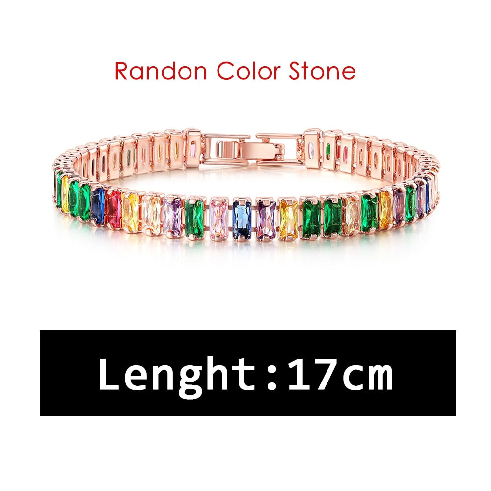 Luxury CZ Tennis Bracelet for Women Gold Color Bangle Korean Style Crystal Hand Chain Fashion Jewelry Zirconia Accessories H167