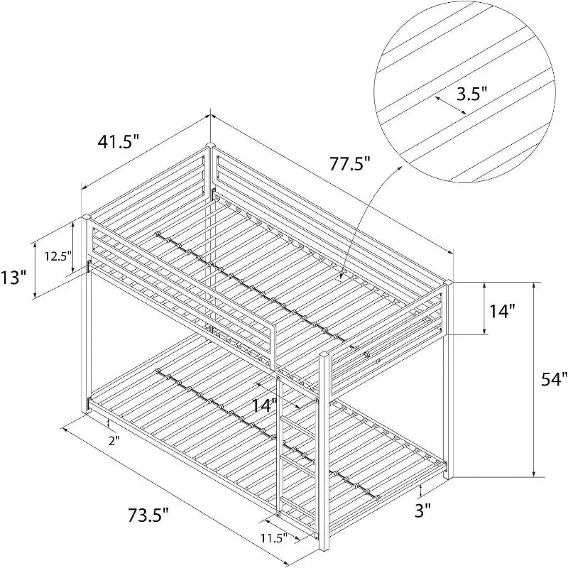 Miles Metal Bunk Bed, Silver