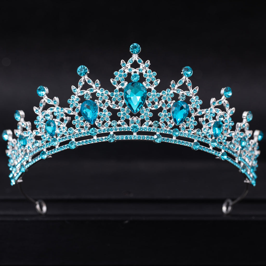 Wedding Hair Tiara Crystal Bridal Tiara Crown Silver Color Diadem Veil Tiaras Wedding Hair Accessories Headpieces Head Jewelry