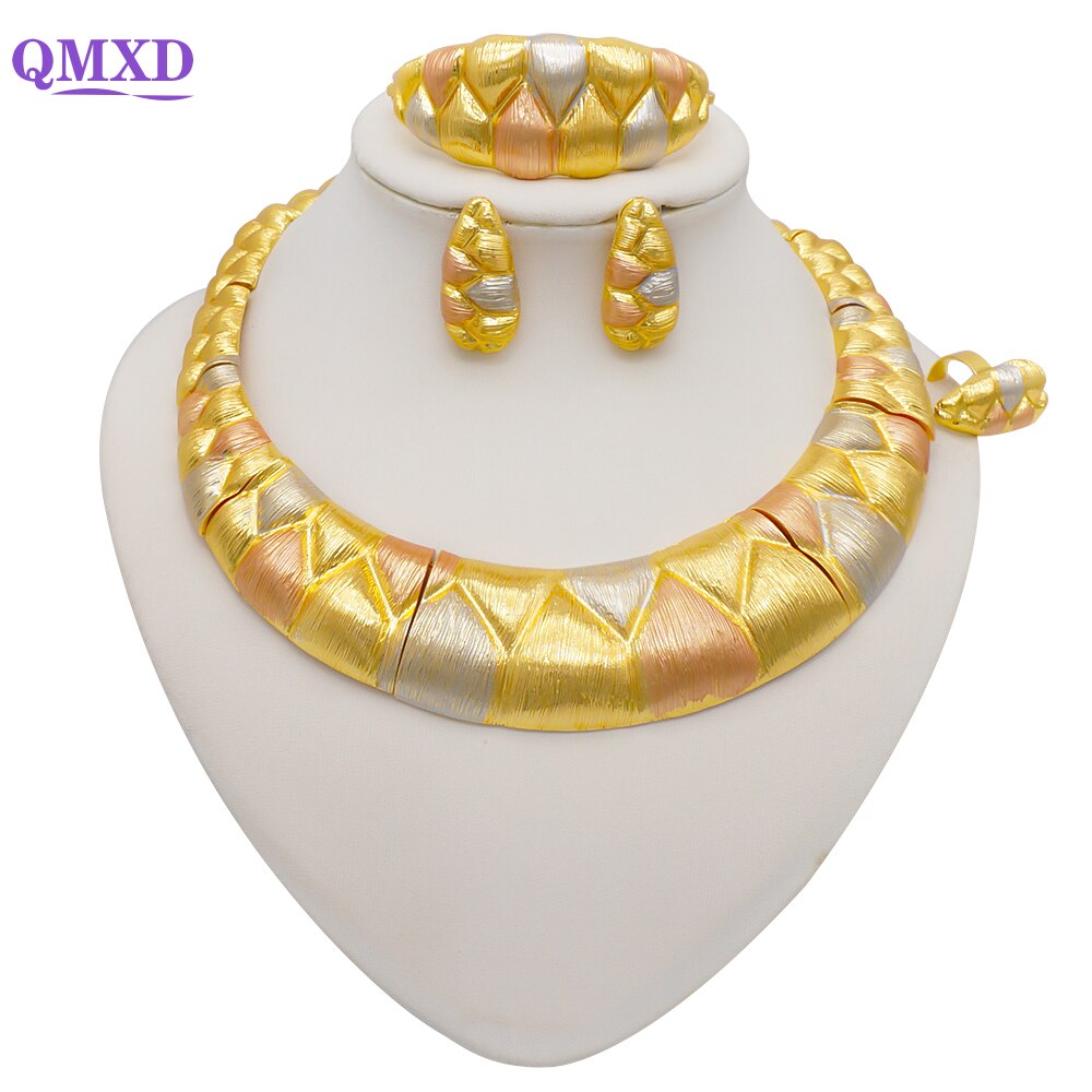 Ethiopian Rope Chain Jewelry Set For Women Ethnic Style Pendant Necklace Bracelet Earring Ring Wedding jewelry sets