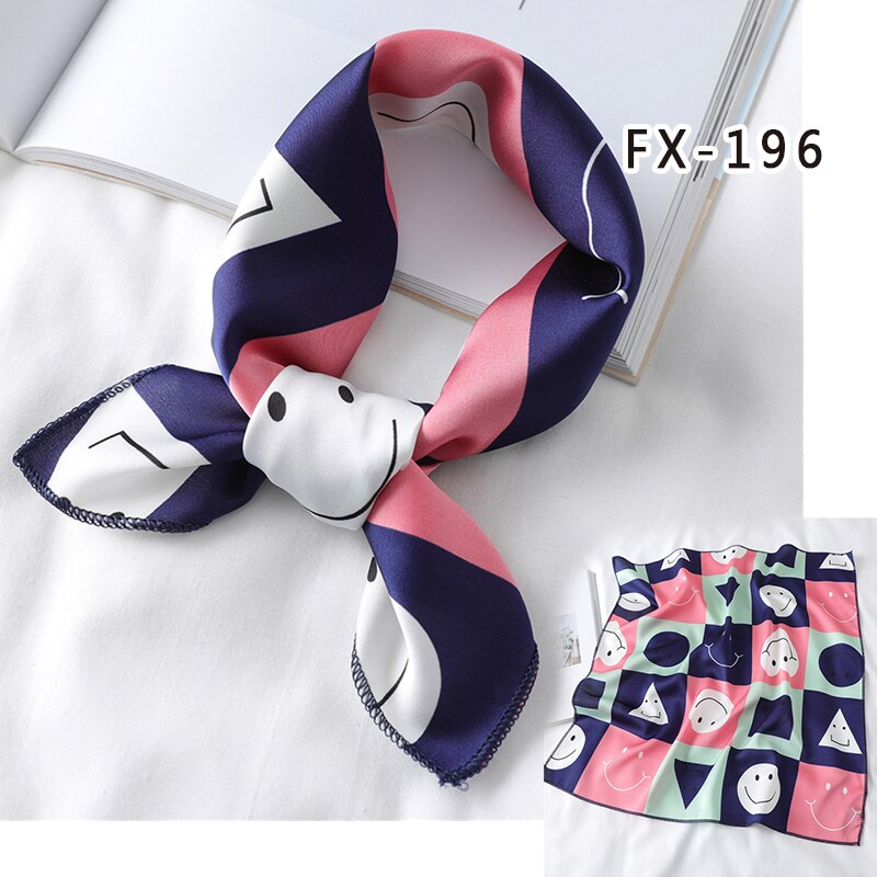 Lady Hair Scarf for Women Fashion Print Small Satin Silk Square Scarves Design Hairbands Bandana Foulard Accessories Summer 2022