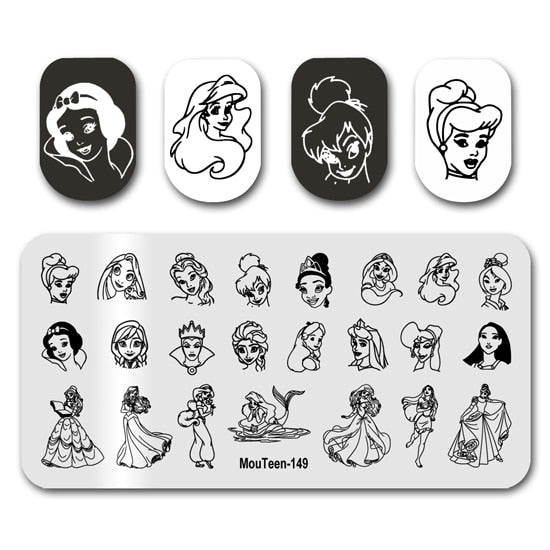 Nail Stamping MouTeen148 Cartoon Big Size Head Disney Nail Plates Stamp King Manicure Set For Nail Art Stamping