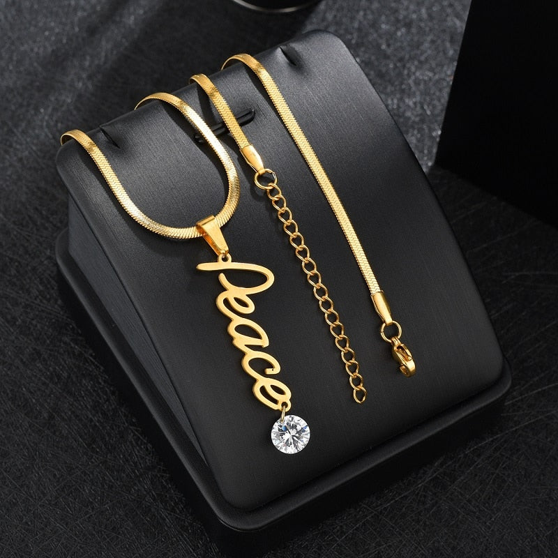 Multiple Styles Custom Name Necklace Custom Jewelry Stainless Steel Personalized Pendant For Women Men Collars Thick Chain Gifts