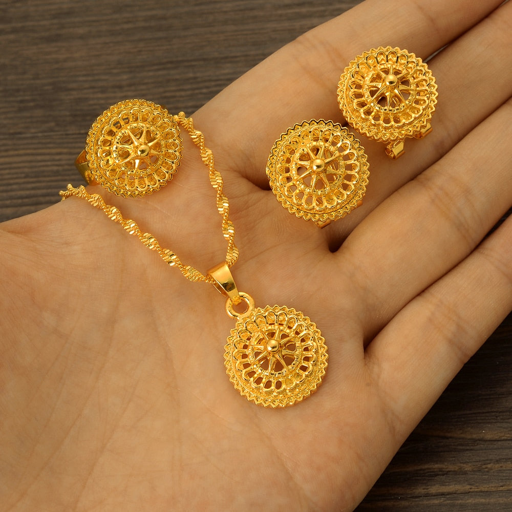 24K Gold Color Ethiopian Traditiona Newest Item Jewelry Sets  Ethiopia Eritrea Sets For Women's Habesha Wedding Party Gifts