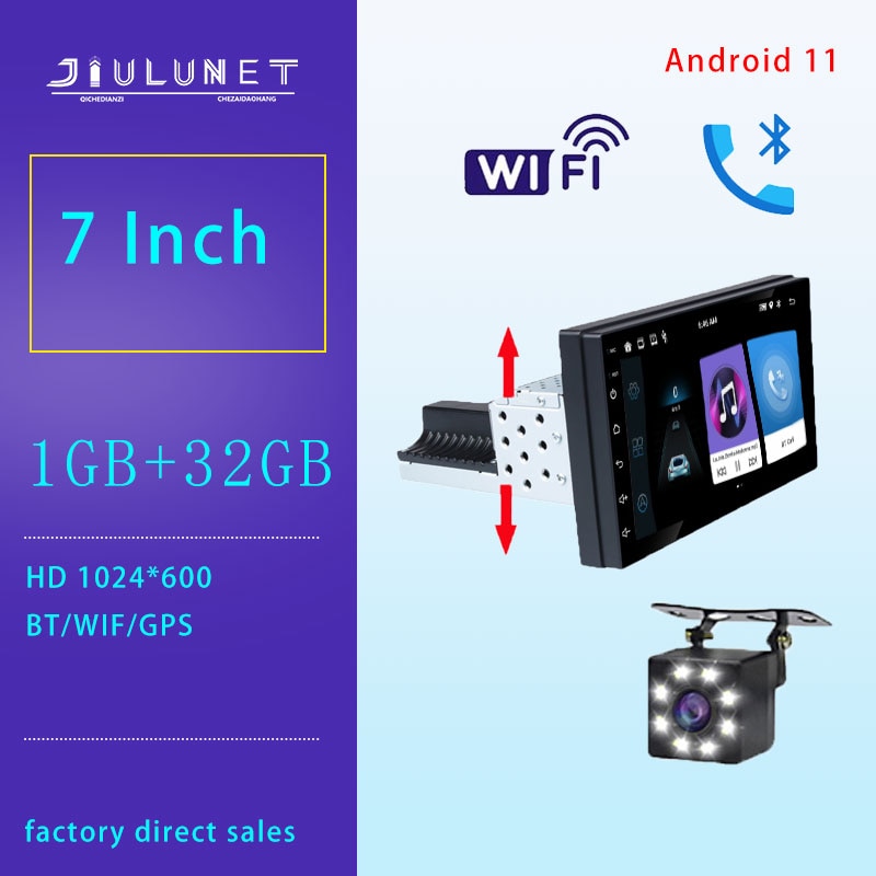 JIULUNET 1din Android 12 Radio 7 INCH Wireless Carplay Car Multimedia Player Universal 1 Din GPS Navigation For VW KIA Nissan