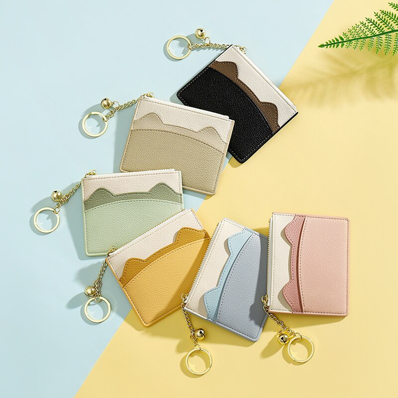 Brand Card Holder Women Soft Leather Key Chain Bag Small Card Wallets Female Organzier Mini Credit Card Case Zipper Coin Bags