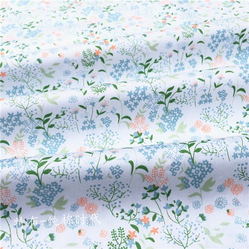 Fresh Floral Twill Cotton Fabric (50x160cm) - Ideal for DIY Baby Clothes, Newborn Pajamas, Quilt Covers, and Bed Sheets - High-Quality Sewing Cloth for Crafting