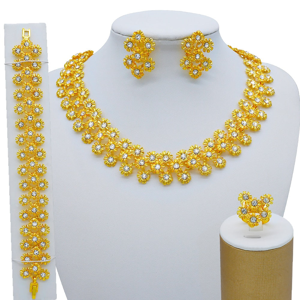 Fashion Dubai Gold Color Luxury Ethiopian Irregular Jewelry Sets African India Wedding Necklace Earrings Set For Women Party