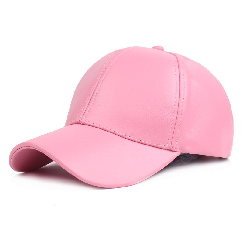 Women Men Hat PU Leather Baseball Cap Visor Light Board Solid Men Hip Hop Cap Outdoor Sun Hat Adjustable Sports caps