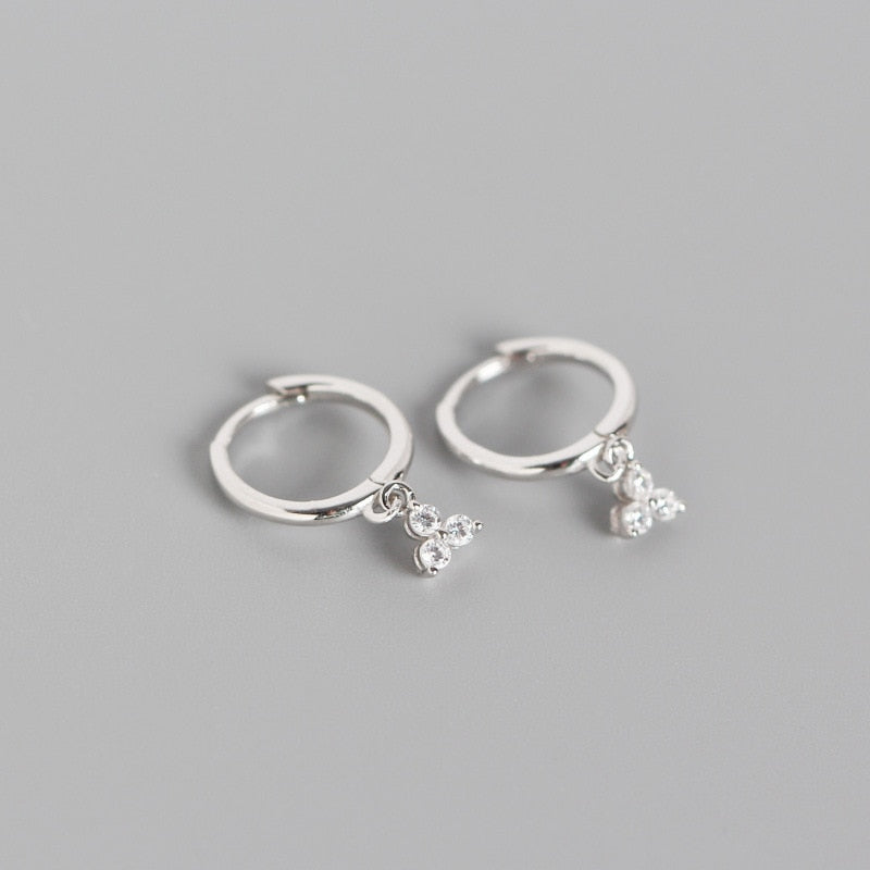 925 Sterling Silver Inlaid Crystal Geometric Clover Stud Earrings Light Luxury Mature Glamour Women Jewelry Accessories