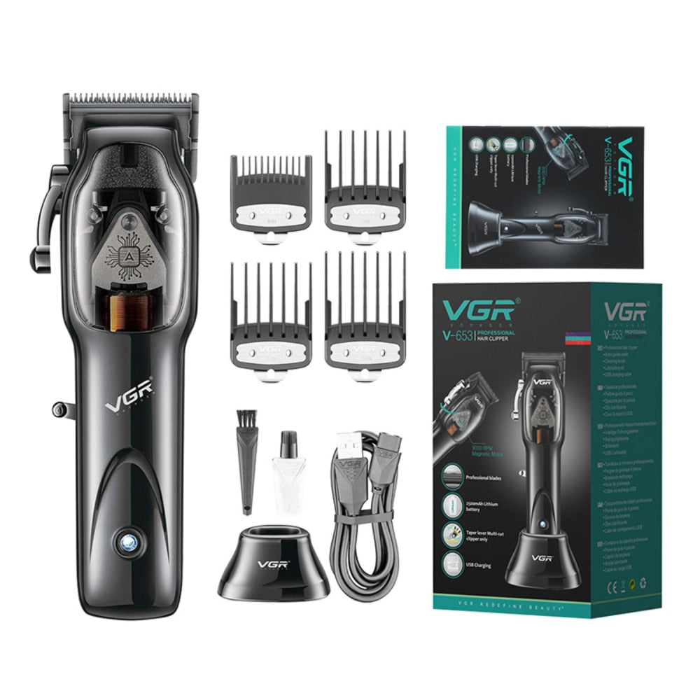 VGR Hair Clipper Professional Hair Trimmer Cordless Haircut Machine Adjustable Hair Cutting Machine Barber Clipper for Men V-653