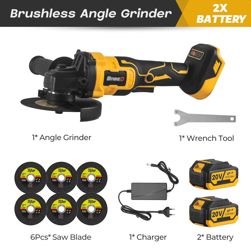 M14 Brushless Angle Grinder 125MM Cordless Angle Grinder 18V 3 Gears Variable Grinding Machine Cutting Woodworking Power Tool