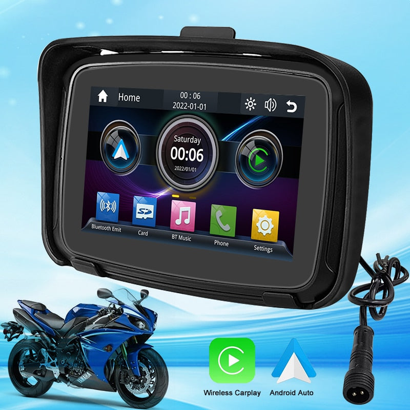 5 Inch Motorcycle Wireless Carplay Android Auto Portable Navigation GPS Screen IPX7 Motorcycle Waterproof Display