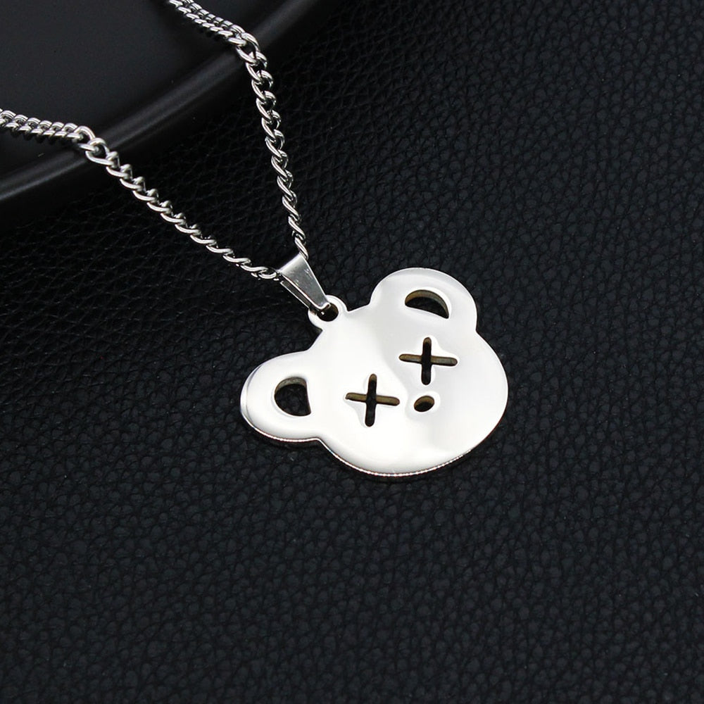 2023 Hip Hop Titanium Steel Pendant Necklace For Women Men Cute Kpop Korean Fashion Doodle Necklace Couple Jewelry Party Gift