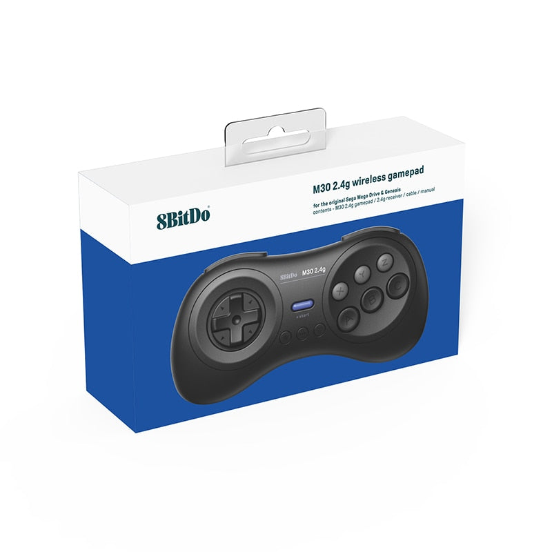 8BitDo M30 2.4G Wireless Black and White Gamepad for Gega Genesis Mini and Mega Drive Mini -  Wireless Game Controller