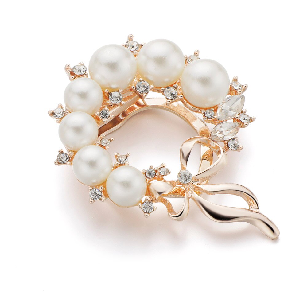 Wedding Bridal Exquisite Dual Purpose Imitation Pearl Brooches Pin Flower Rhinestone Scarf Clip Crystal Gift For Women Z026
