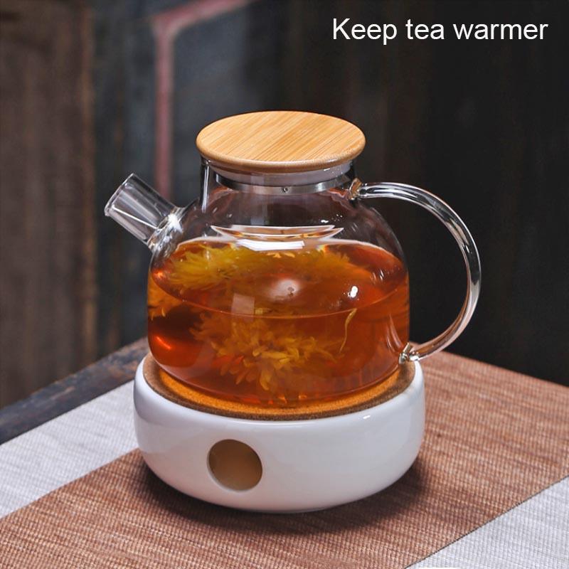 BORREY Mini Portable Ceramic Teapot Holder Base Teapot Warmer Insulation Base Coffee Water Warmer Candle Holder Tea Accessories