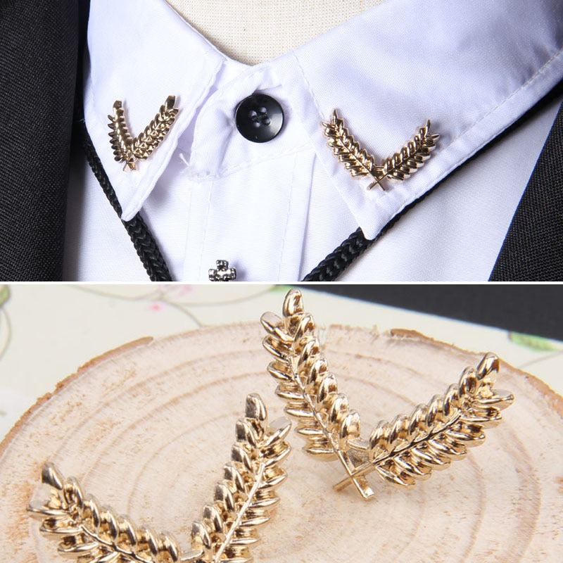 i-Remiel Vintage Fashion Triangle Shirt Collar Pin for Men and Women Hollowed Out Crown Brooch Corner Emblem Jewelry Accessories