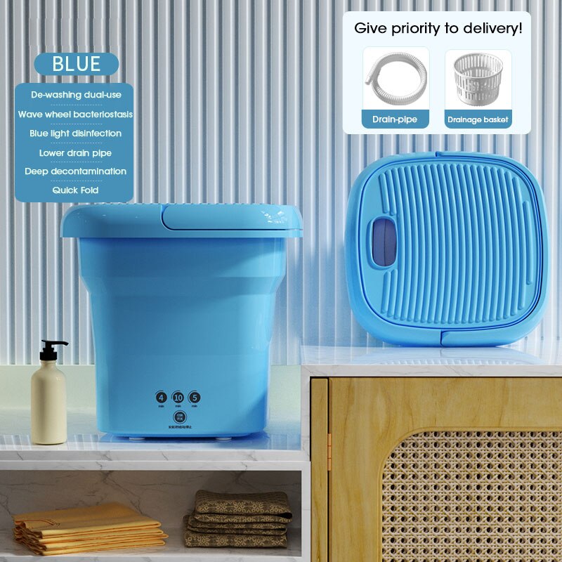 Washing Machine Portable Folding With Dryer Bucket for Clothes Socks Underwear Cleaning Washer Mini Small Travel Washing Machine