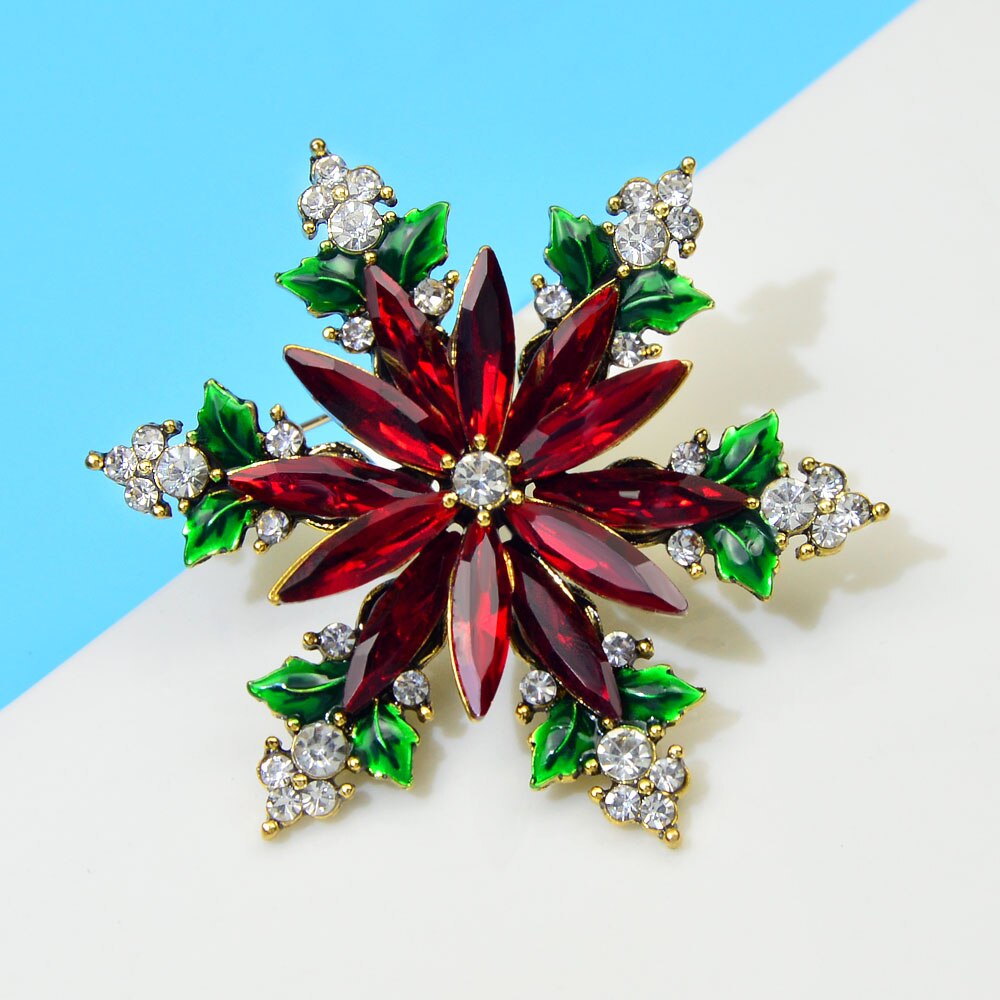 CINDY XIANG New Arrival Christmas Crystal Snowflake Pin Winter Festivel Brooch Enamel Jewelry Wedding Party Decorations