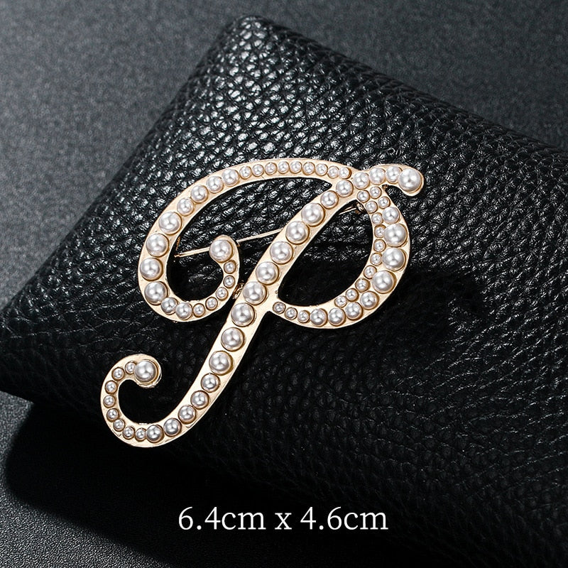 Fashion English Letters A K D Pearl Brooches  Lapel Pins Female Corsage Luxury Jewelry Gifts for Women Accessories