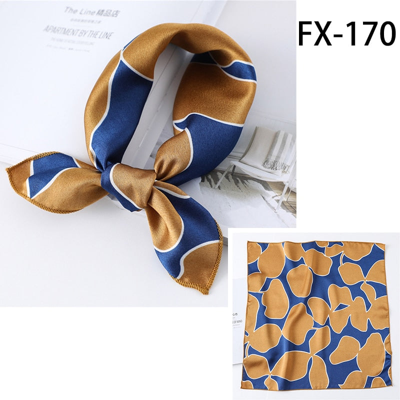 Lady Hair Scarf for Women Fashion Print Small Satin Silk Square Scarves Design Hairbands Bandana Foulard Accessories Summer 2022