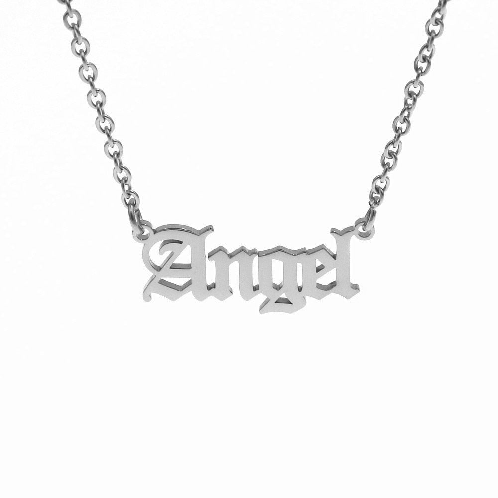 Baby Choker Angel Charm Babygirl Princess Pendant Necklaces Stainless Steel Jewelry Rose Gold Color Collar For Kids Girls