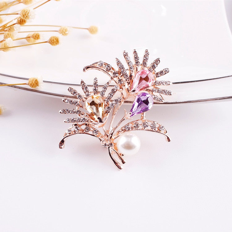 New 2021 Factory Direct Korean-Style Elegant Crystal All-match Brooch Gift Fashion Alloy Accessory Women&#39;s Corsage