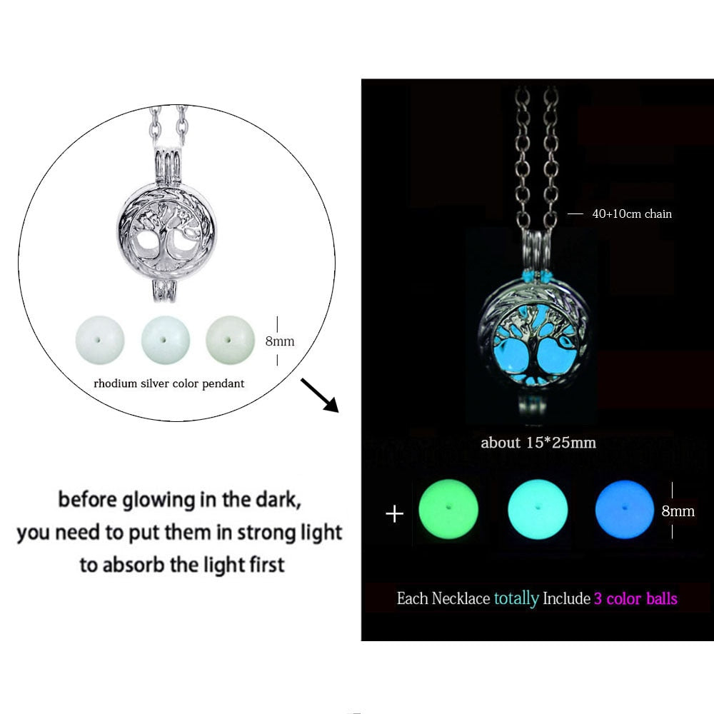 Glow-in-the-Dark Necklace for Men or Women with Luminous Dragon Necklace Glowing Night Fluorescence Antique Silver-Plated Halloween.