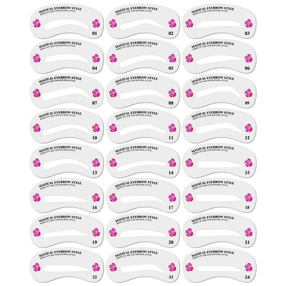 24 Pairs Professional Eyebrow Stencil Card Template Eyebrow Sticker Tool Draw Perfect Eyebrows Eyebrow Cosmetic Tool