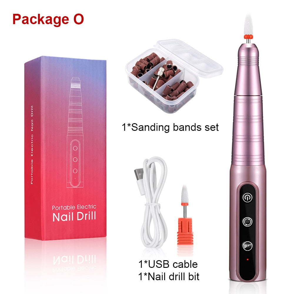 Lnkerco 35000RPM Nail Drill Machine Cordless Electric Nail Sander Professional Manicure Machine Milling Cutter For Gel Polishing