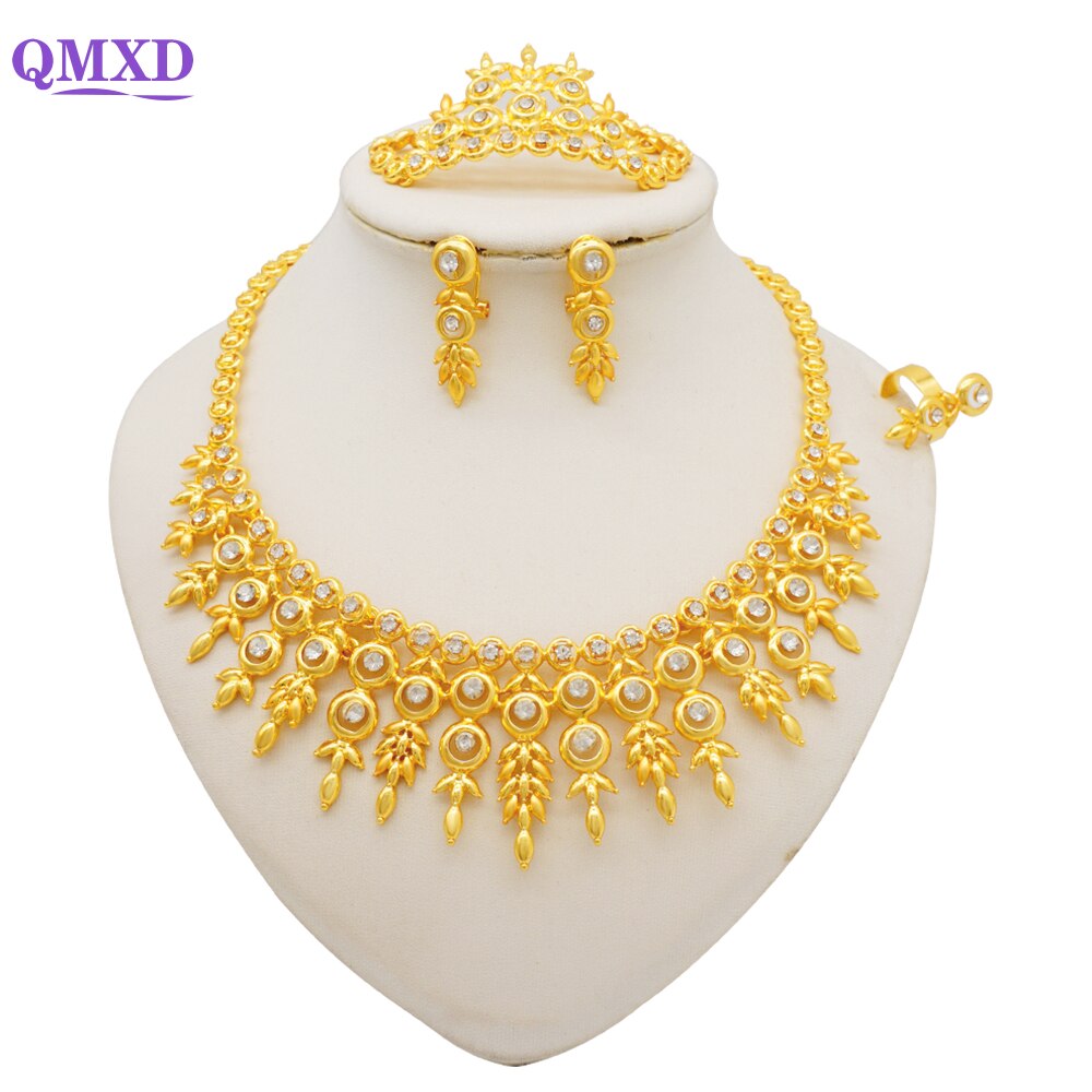 Ethiopian Rope Chain Jewelry Set For Women Ethnic Style Pendant Necklace Bracelet Earring Ring Wedding jewelry sets