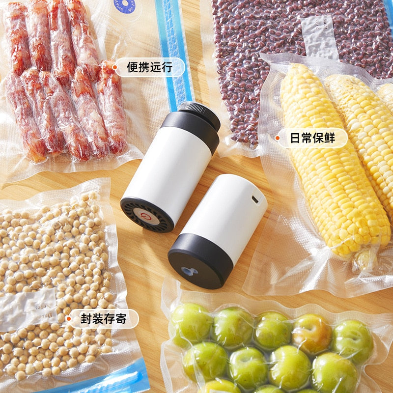 Handheld Food Vacuum Sealer Packaging Machine Film Container USB Sealer Vacuum Packer With 5 or 10pcs Vacuum Zipper Bags