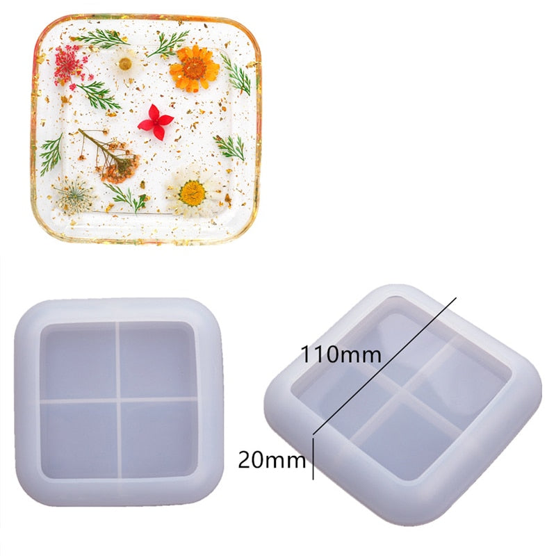 Silicone Mold Ashtray Resin Mold Heart Square Mold For DIY Resin UV Crystal Epoxy Crafts Crystal Ashtray Home Decoration