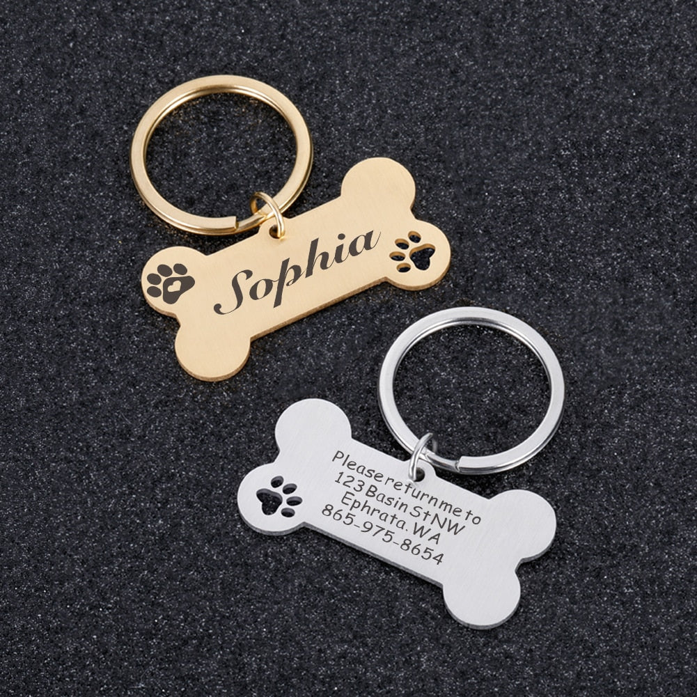 Personalized Pet Dog Name Tags Shiny Steel Free Engraving Kitten Puppy Anti-lost Collars Tag Collar for Dogs Cats Nameplate