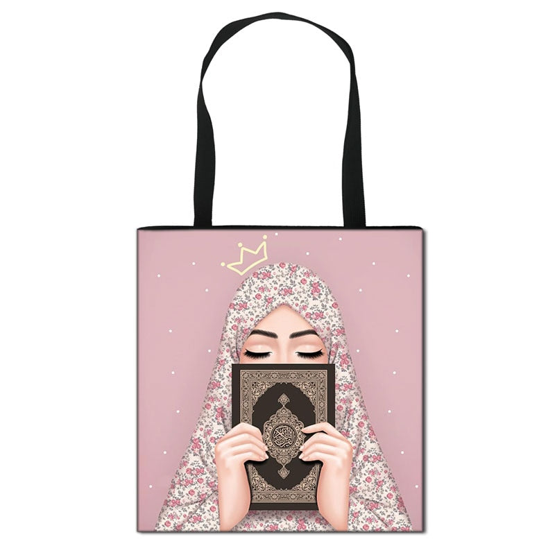 Hijab Face Muslim Shoulder Bag Women Casual Totes Large Capacity Ladies Shopping Bags Islamic Gril Handbag Travel Bags
