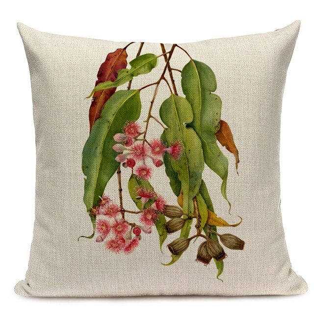 Watercolor Flower Cushion Cover Vintage Bird Blue Pink Pillow Case Transparent Flowers Sofa Decorative Pillow Cover 45x45cm