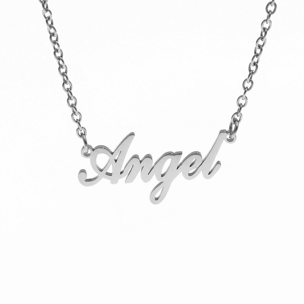 Baby Choker Angel Charm Babygirl Princess Pendant Necklaces Stainless Steel Jewelry Rose Gold Color Collar For Kids Girls