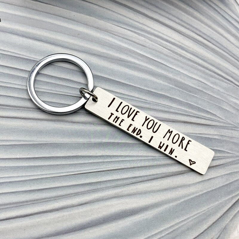 Lovers Keychain Man Creative Key Chain Letter I Love You More The End I Win Woman Silver Color Key Ring Stainless Pendant Brelok