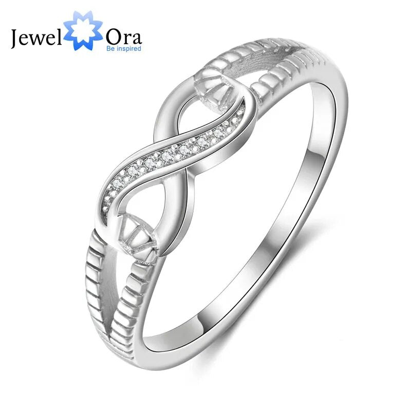 Silver Color Infinity Rings for Women Endless Love Symbol Wedding Personalized Engraved Ring Jewelry Gift for Mother