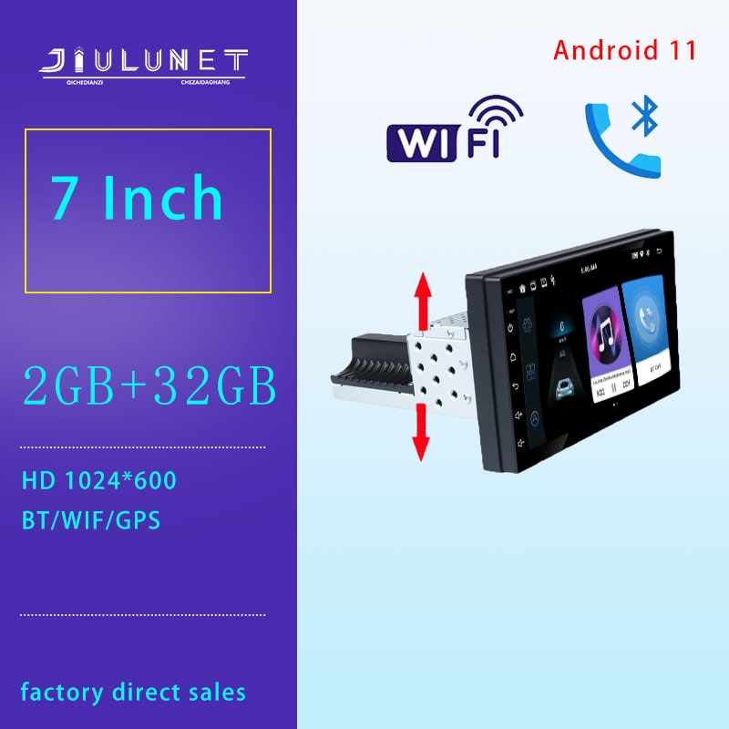 JIULUNET 1din Android 12 Radio 7 INCH Wireless Carplay Car Multimedia Player Universal 1 Din GPS Navigation For VW KIA Nissan