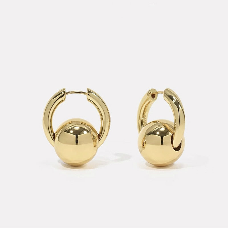 Simple Pea Shaped Copper Alloy Gold Color Drop Earrings For Woman 2021 Korean Fashion Jewelry Goth Party Girls Unusual Accessory