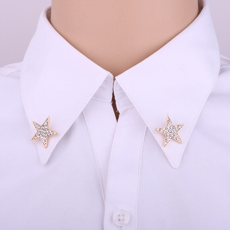 i-Remiel Vintage Fashion Triangle Shirt Collar Pin for Men and Women Hollowed Out Crown Brooch Corner Emblem Jewelry Accessories