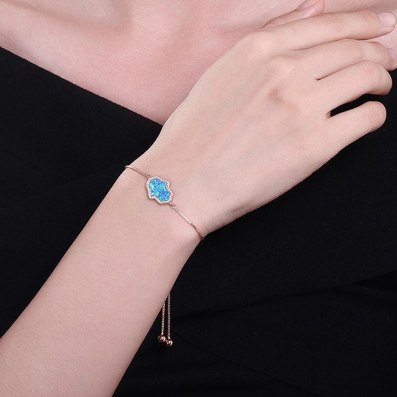 Kaletine Charms 925 Sterling Silver Bracelets For Women Lucky Opal Hamsa Hand of Fatima Tennis Bracelet Turkey Jewelry