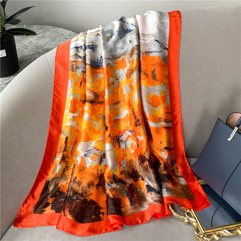 2022 New Design Brand Silk Scarves Summer Women Shawls And Wraps Print Hijabs Scarfs Foulard Femme Pashmina Beach Stoles Luxury