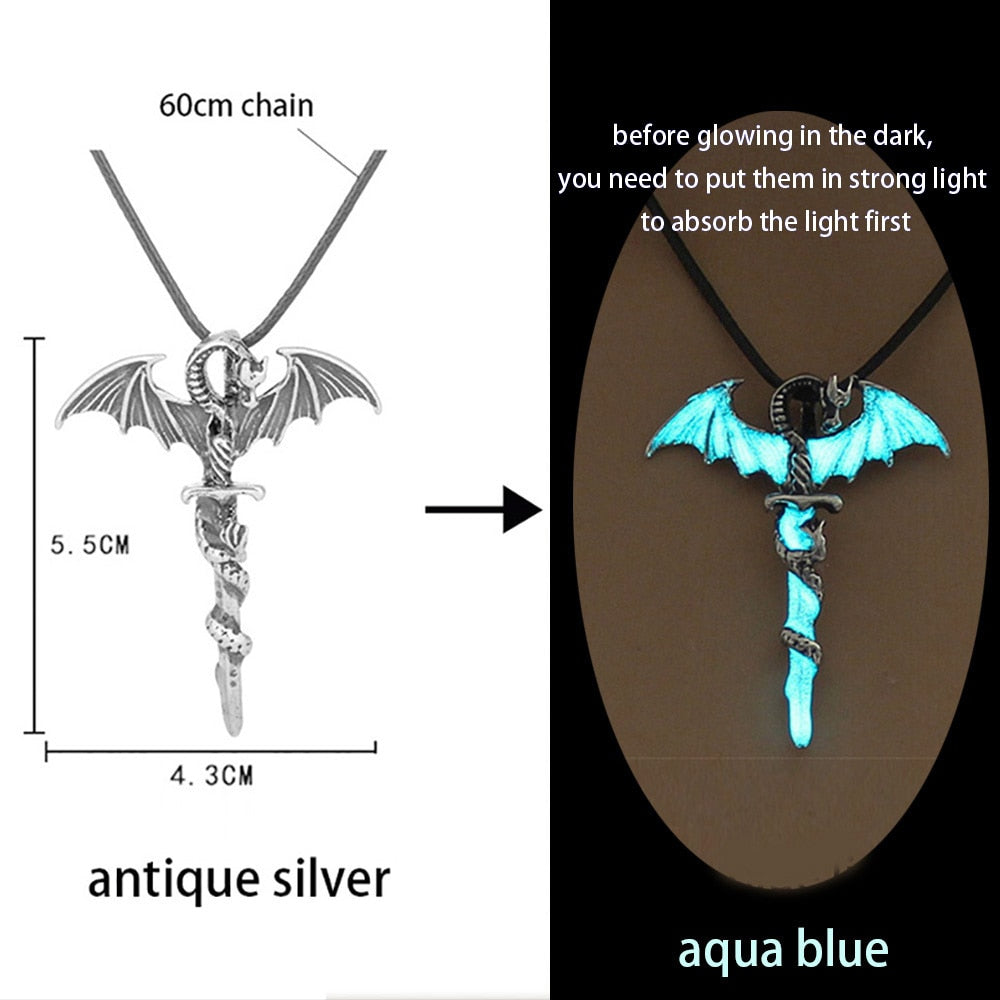 Luminous Glowing Arrow Pendant Necklace Knight Spear Necklace Glow In The Dark Pike Necklace for Women Men Halloween Gift