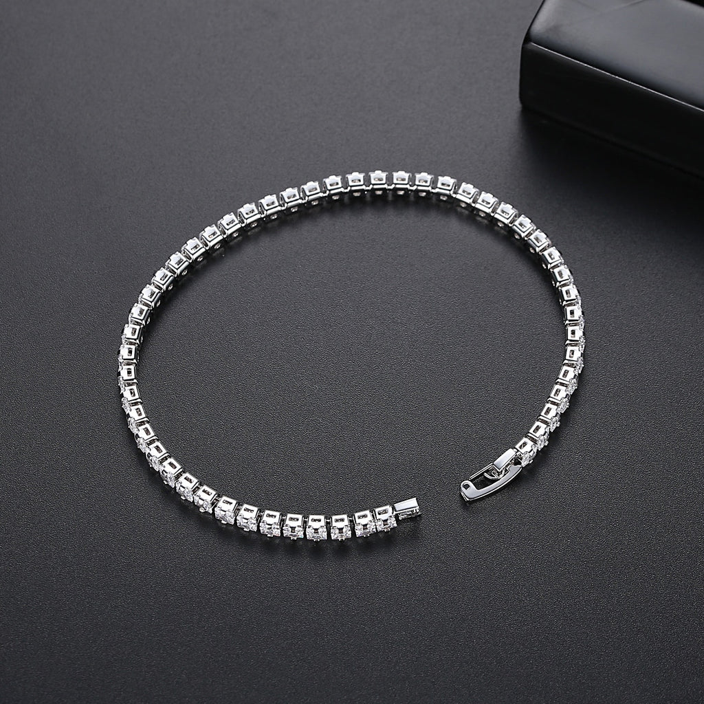 JINSE Fashion Crystal CZ Tennis Bracelet 3mm Hip Hop Cubic Zirconia Charm Bracelets for Men Classic Vintage Wedding Jewelry